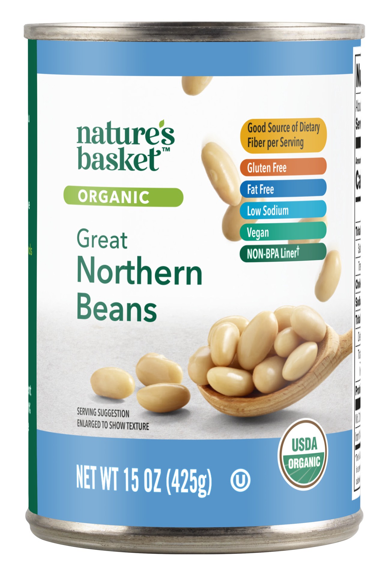 slide 1 of 1, nature's basket Org Great Northern Beans, 15 oz