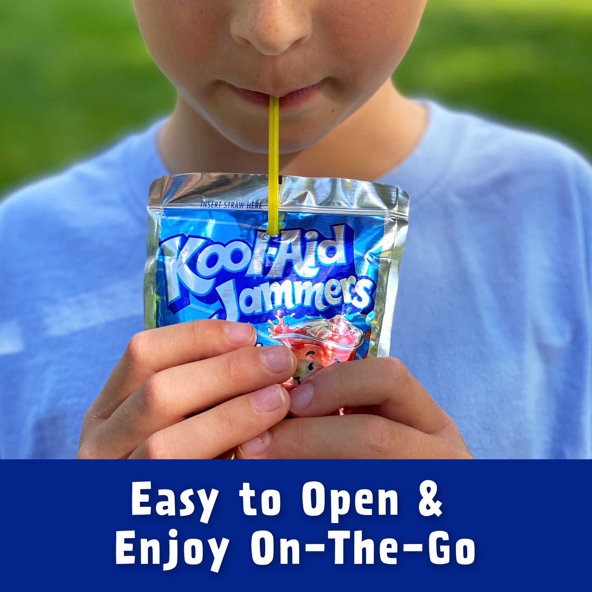 slide 4 of 5, Kool-Aid Jammers Blue Raspberry Flavored 0% Juice Drink, 10 ct Box, 6 fl oz Pouches, 10 ct; 6 fl oz