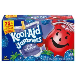Kool-Aid Jammers Blue Raspberry Flavored Drink, 10 ct Box, 6 fl oz Pouches