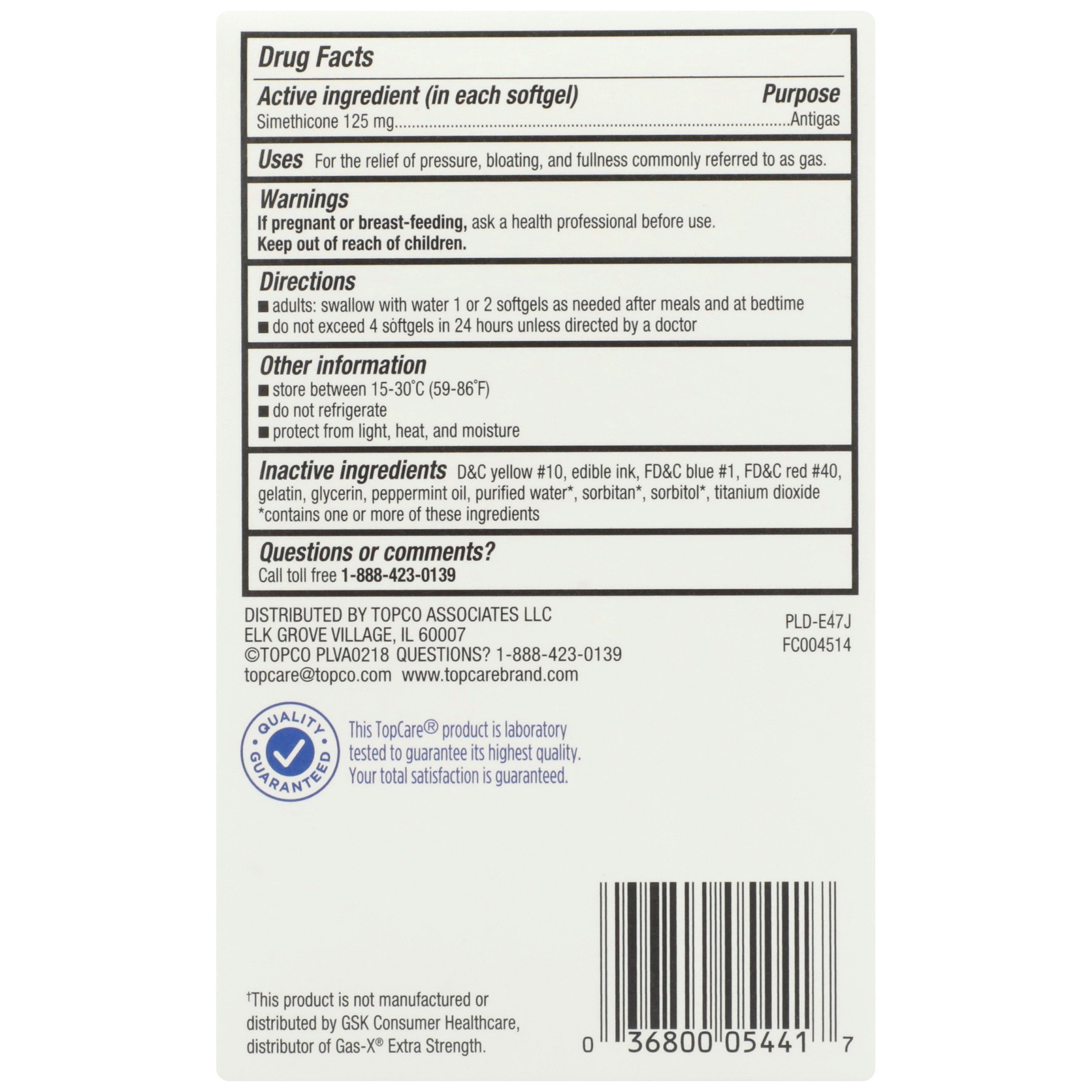 slide 6 of 6, Topcare Antacid Gas Relief Sftgels, 30 ct