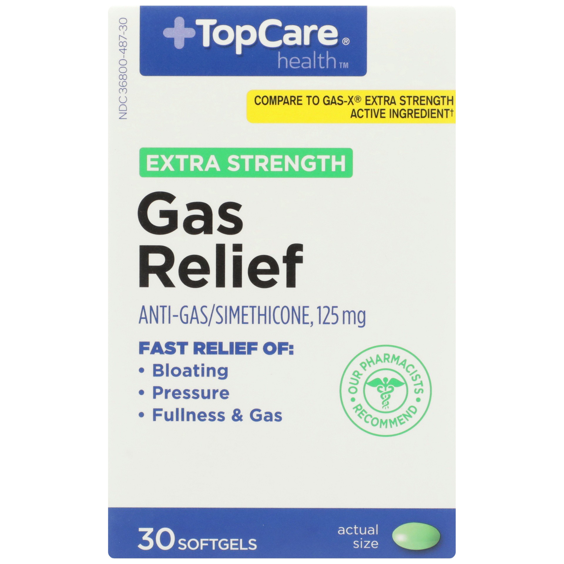 slide 1 of 6, Topcare Antacid Gas Relief Sftgels, 30 ct