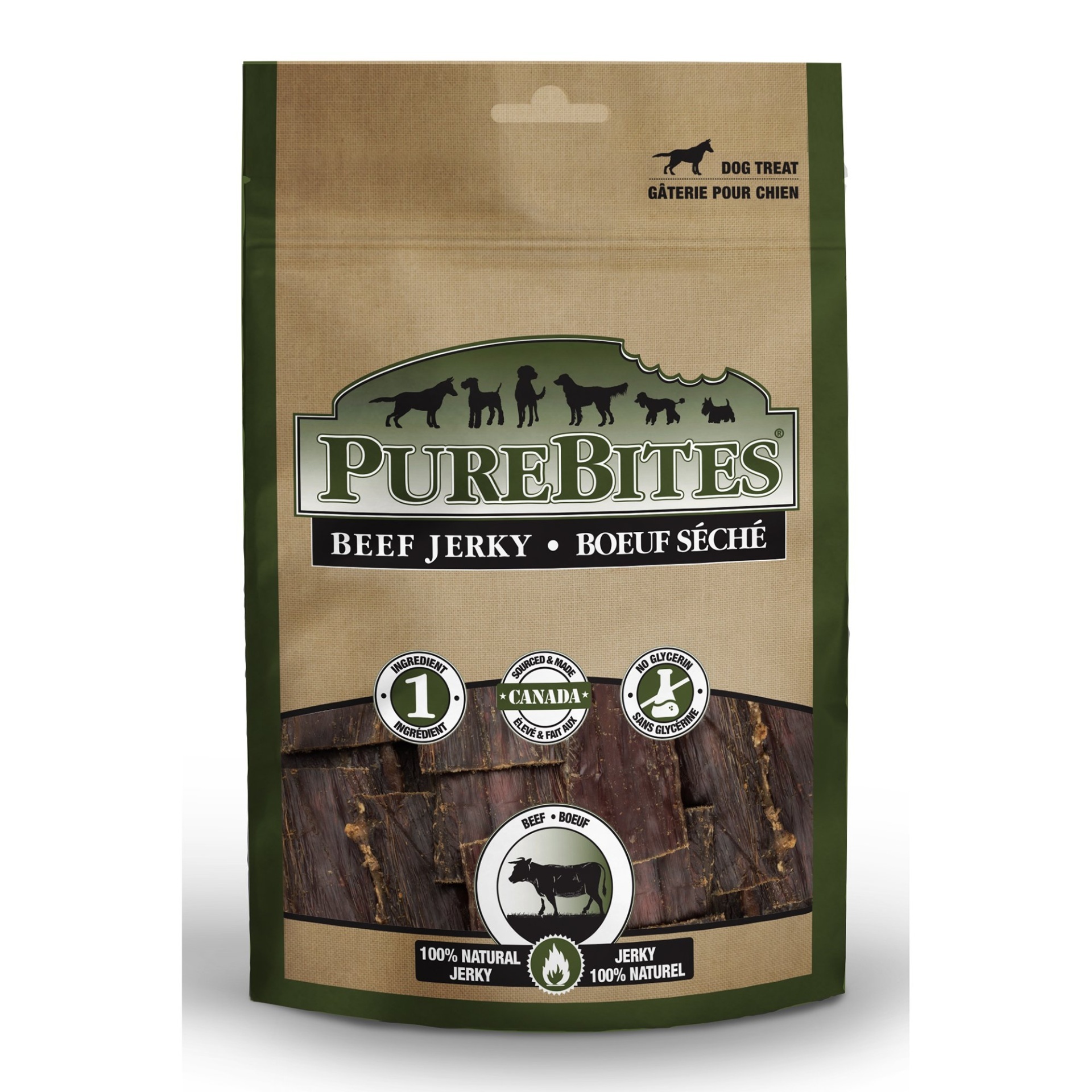 slide 1 of 1, PureBites Beef Jerky Dog Treats, 11 oz