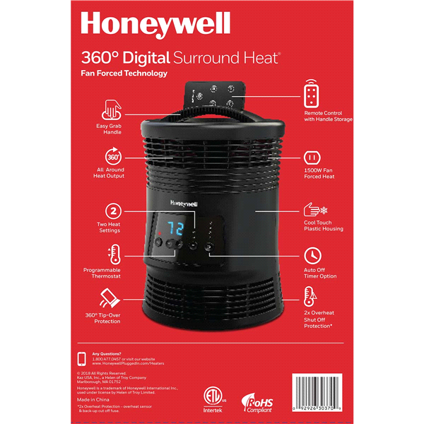 slide 8 of 13, Honeywell 360 Digital Surround Heater, HHF370BV2, 1 ct