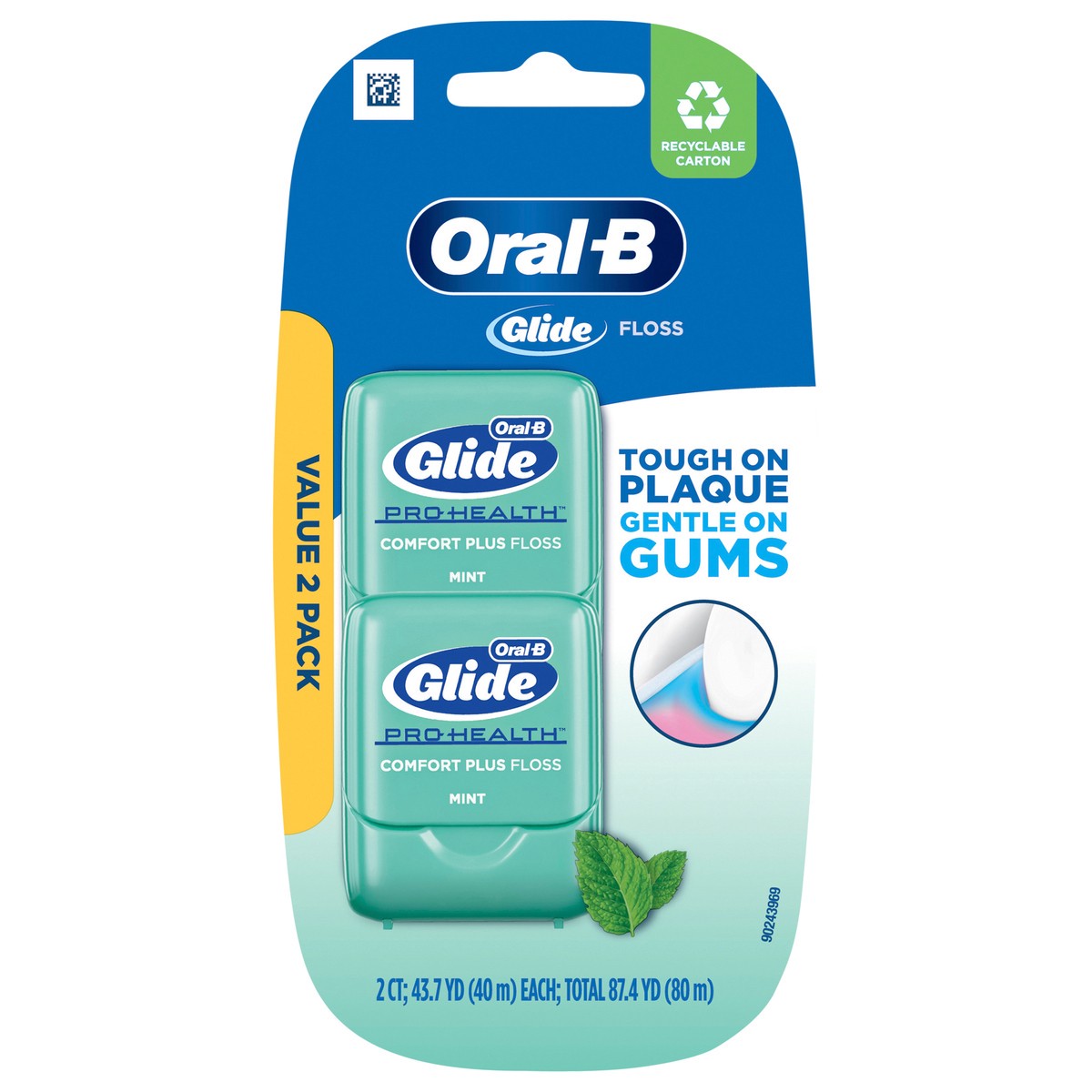 slide 1 of 3, Oral-B Glide Pro-Health Comfort Plus Dental Floss, Extra Soft, Value 2 Pack (40m Each), 2 ct