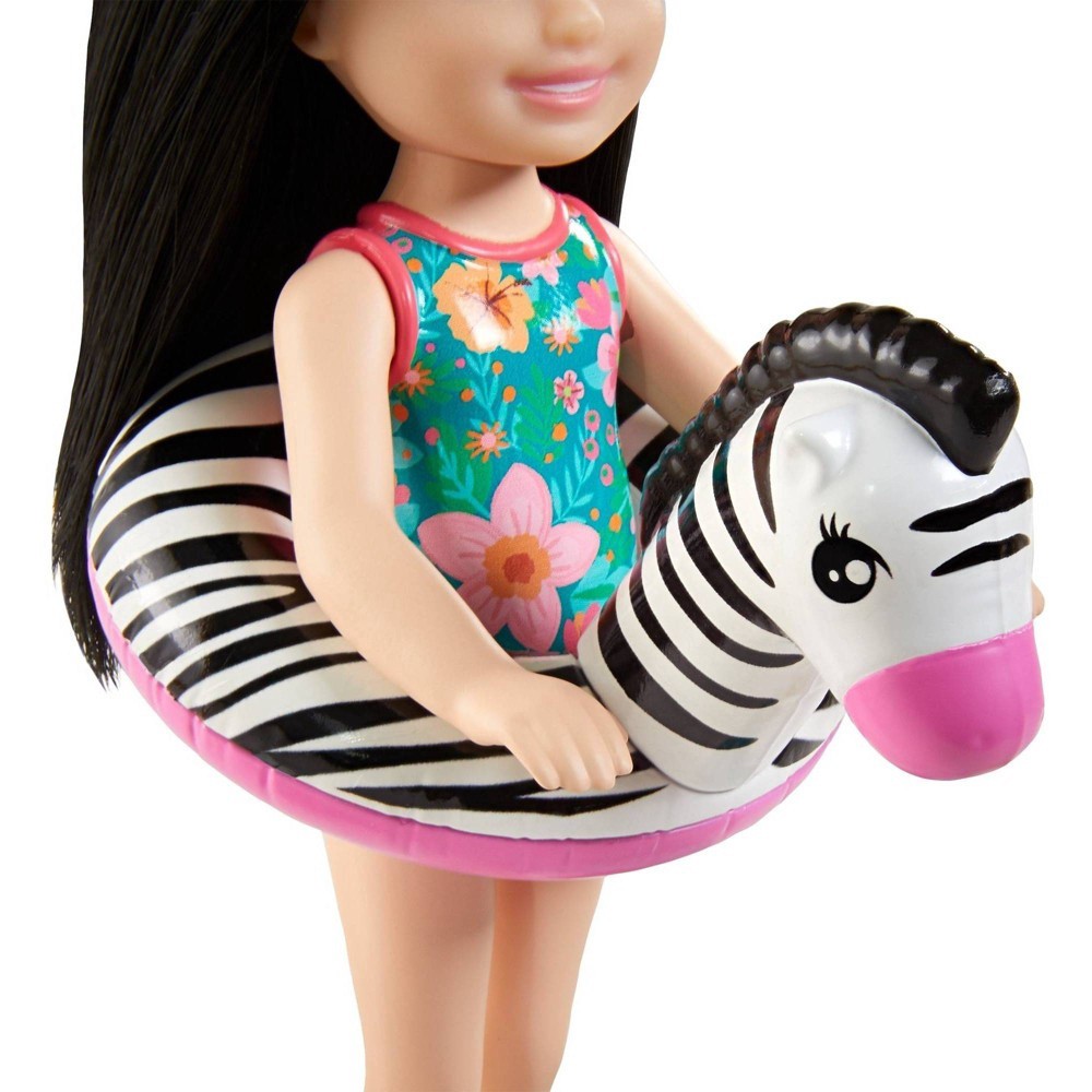 slide 4 of 6, Barbie ​Barbie Chelsea The Lost Birthday Playset - Zebra Floatie, 1 ct