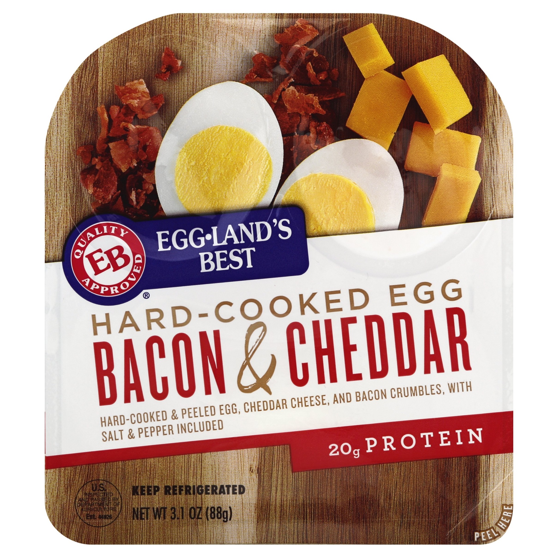 slide 1 of 1, Eggland's Best Hard Cooked Egg Bacon and Cheddar Cheese, 3.1 oz