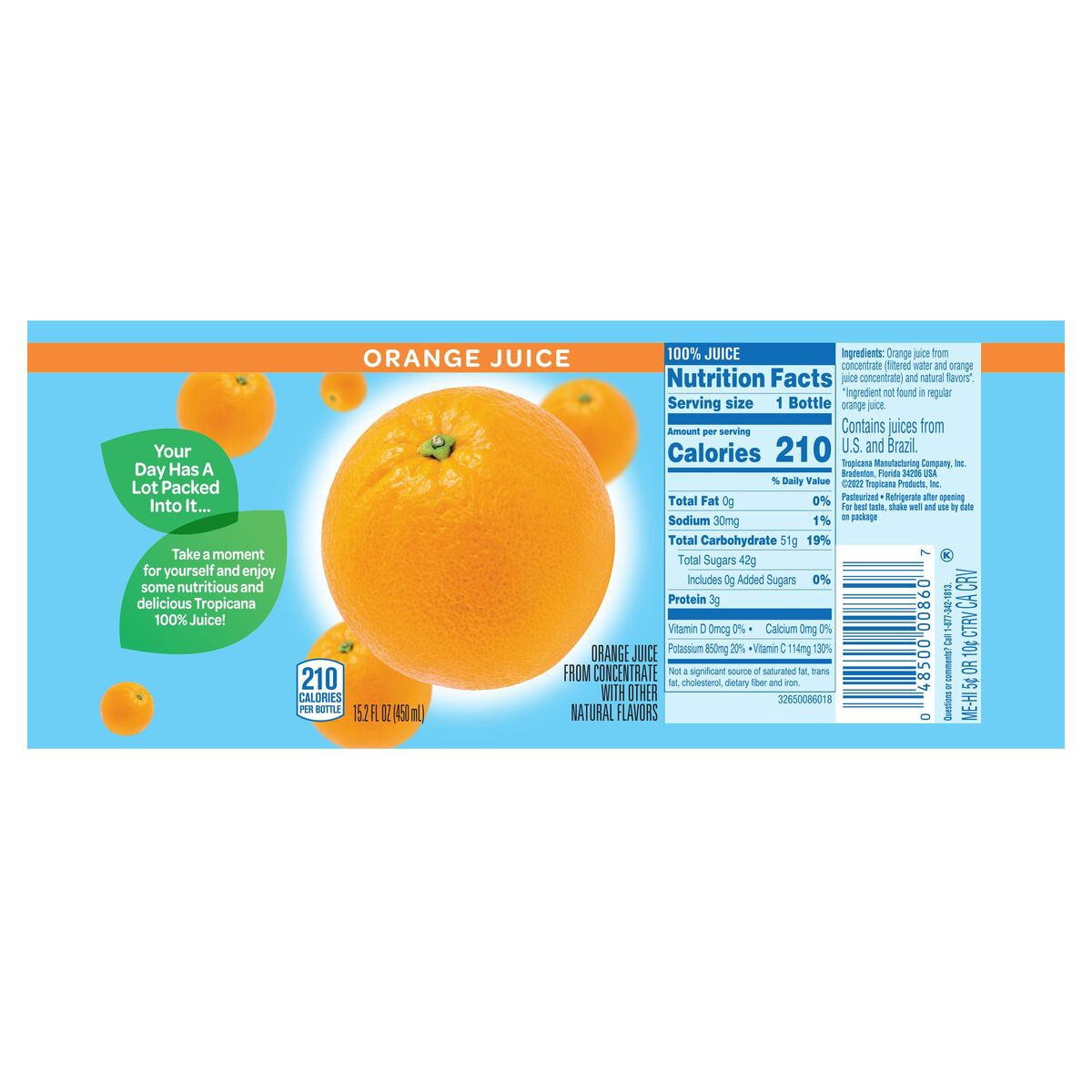 slide 8 of 12, Tropicana 100% Orange Juice, , Bottle - 15.20 fl oz, 15.20 fl oz