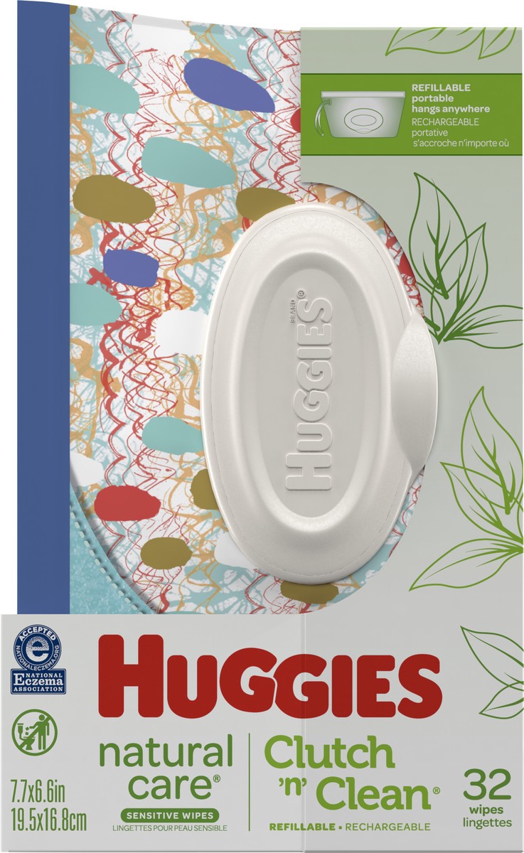 slide 6 of 9, Huggies Natural Care Clutch 'n' Clean Refillable Sensitive Wipes 32 ea, 32 ct