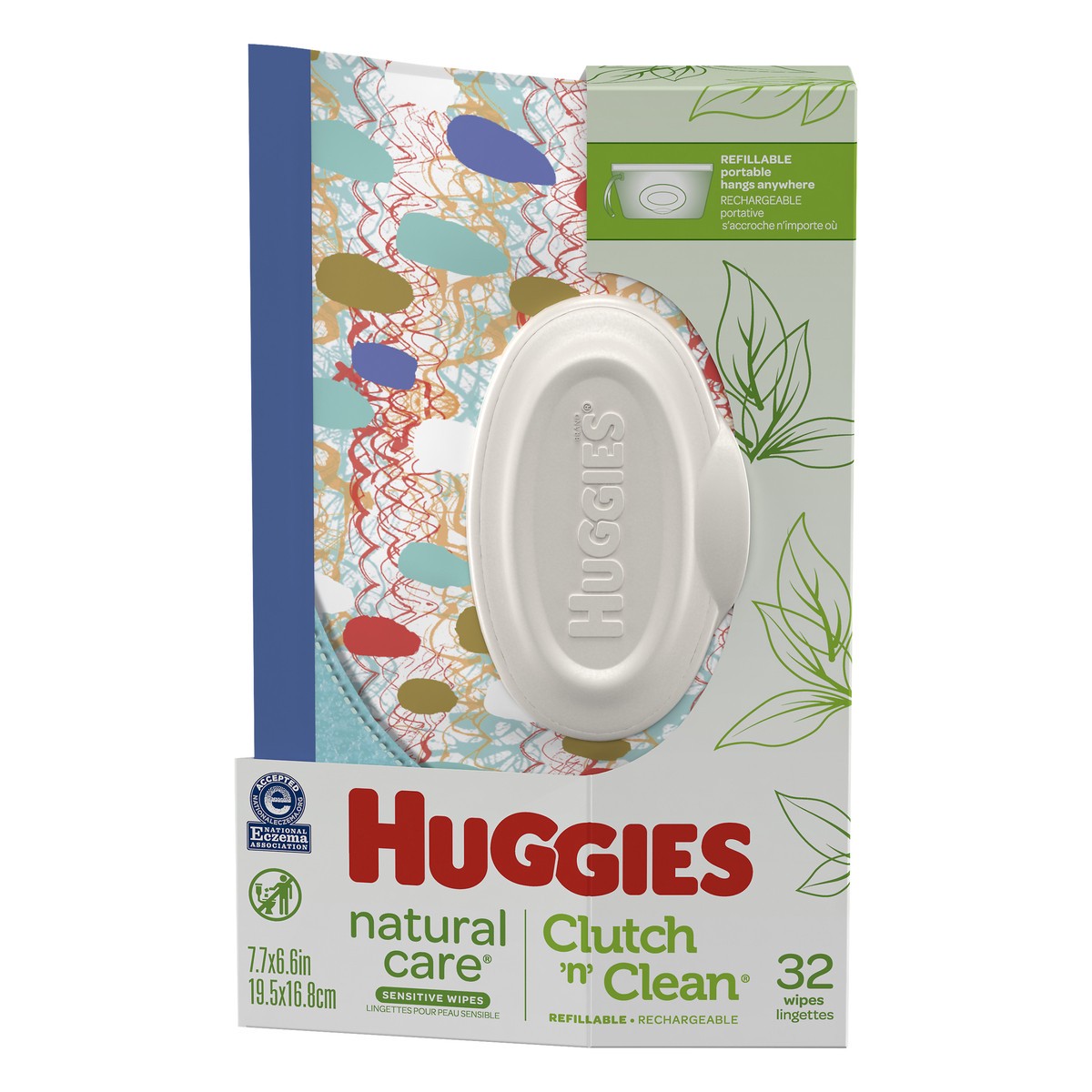 slide 1 of 9, Huggies Natural Care Clutch 'n' Clean Refillable Sensitive Wipes 32 ea, 32 ct