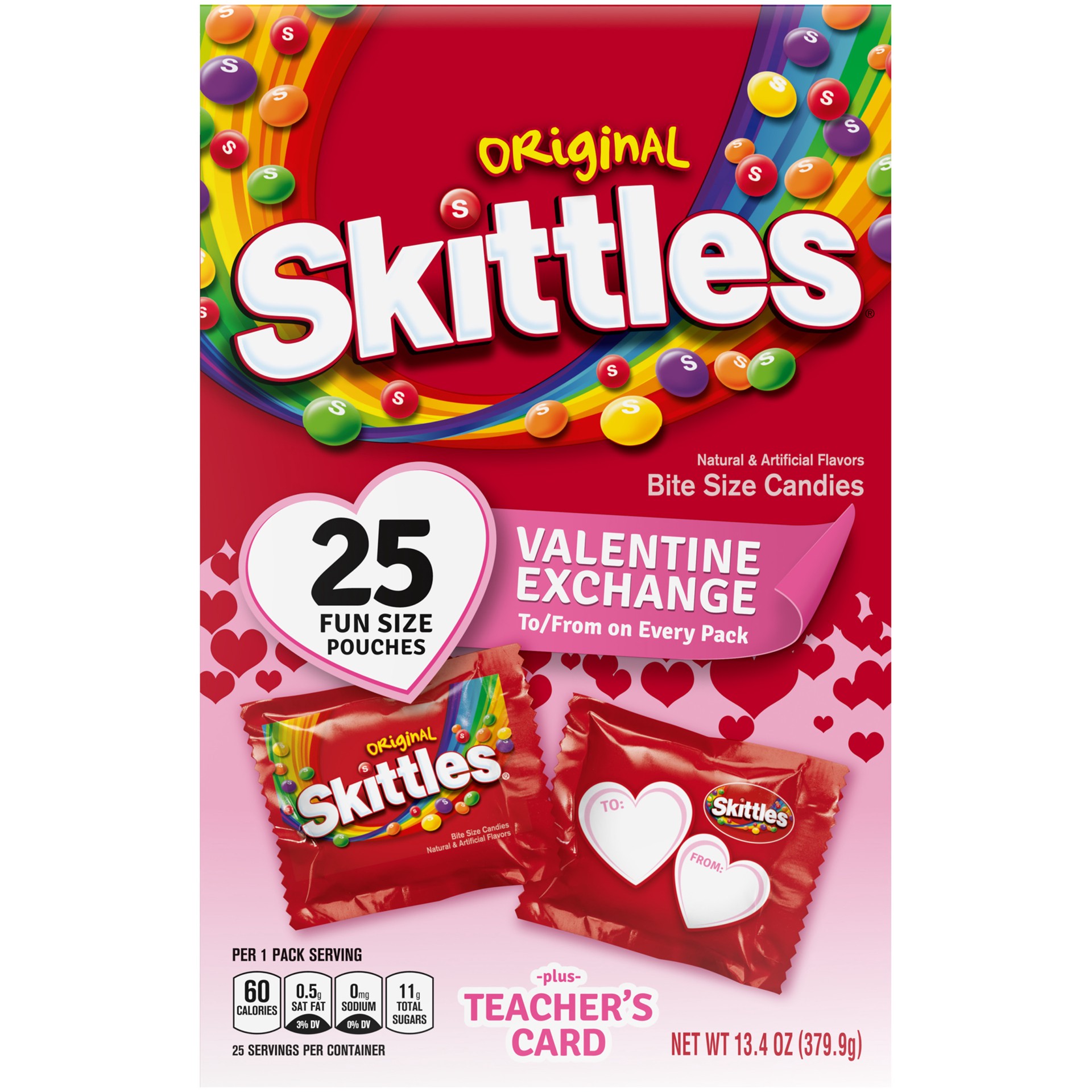 slide 1 of 8, SKITTLES Original Fun Size Valentine's Day Exchange Chewy Candy 13.4 oz, 13.4 oz