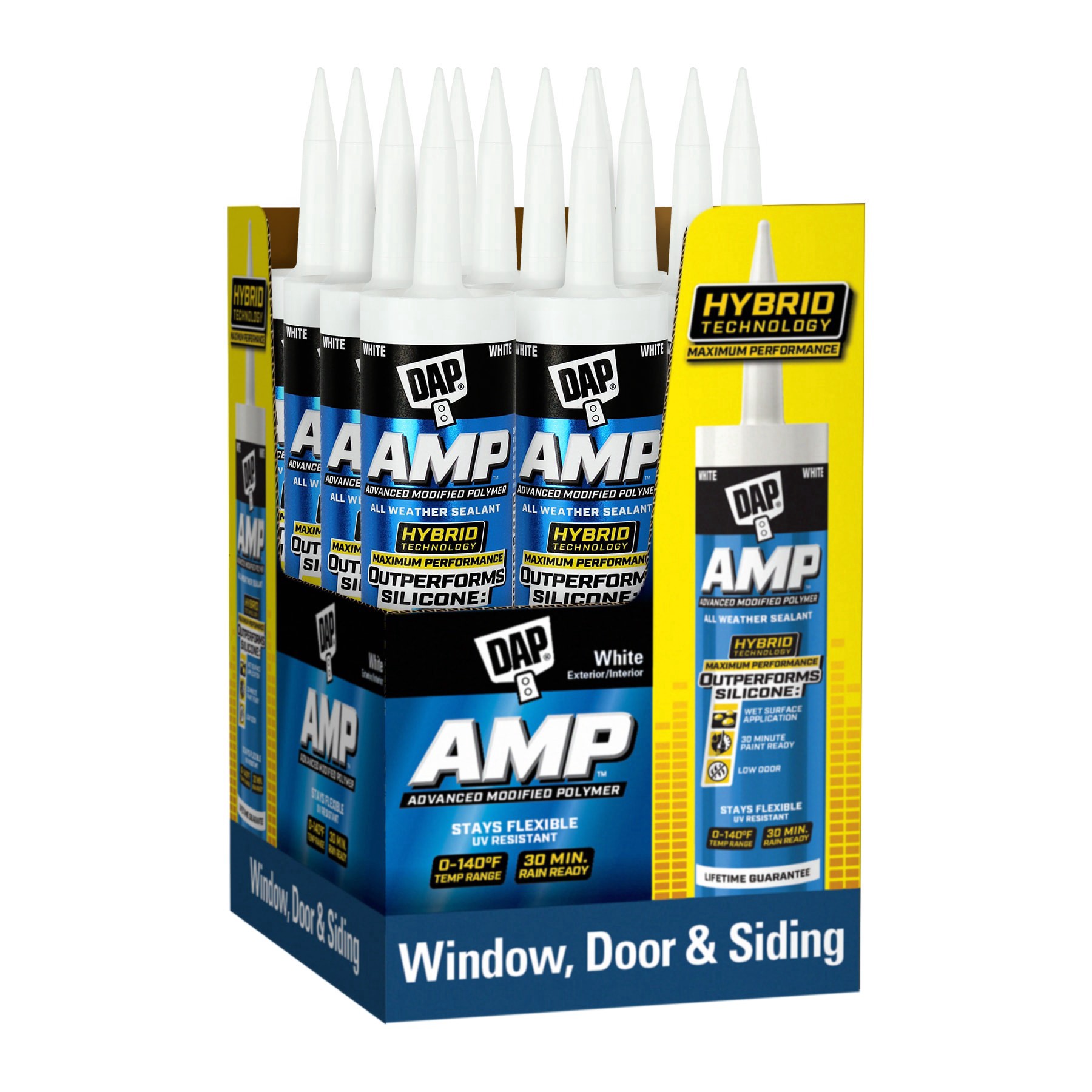 slide 4 of 6, DAP AMP 9-oz White Paintable Advanced Sealant Caulk, 9 oz