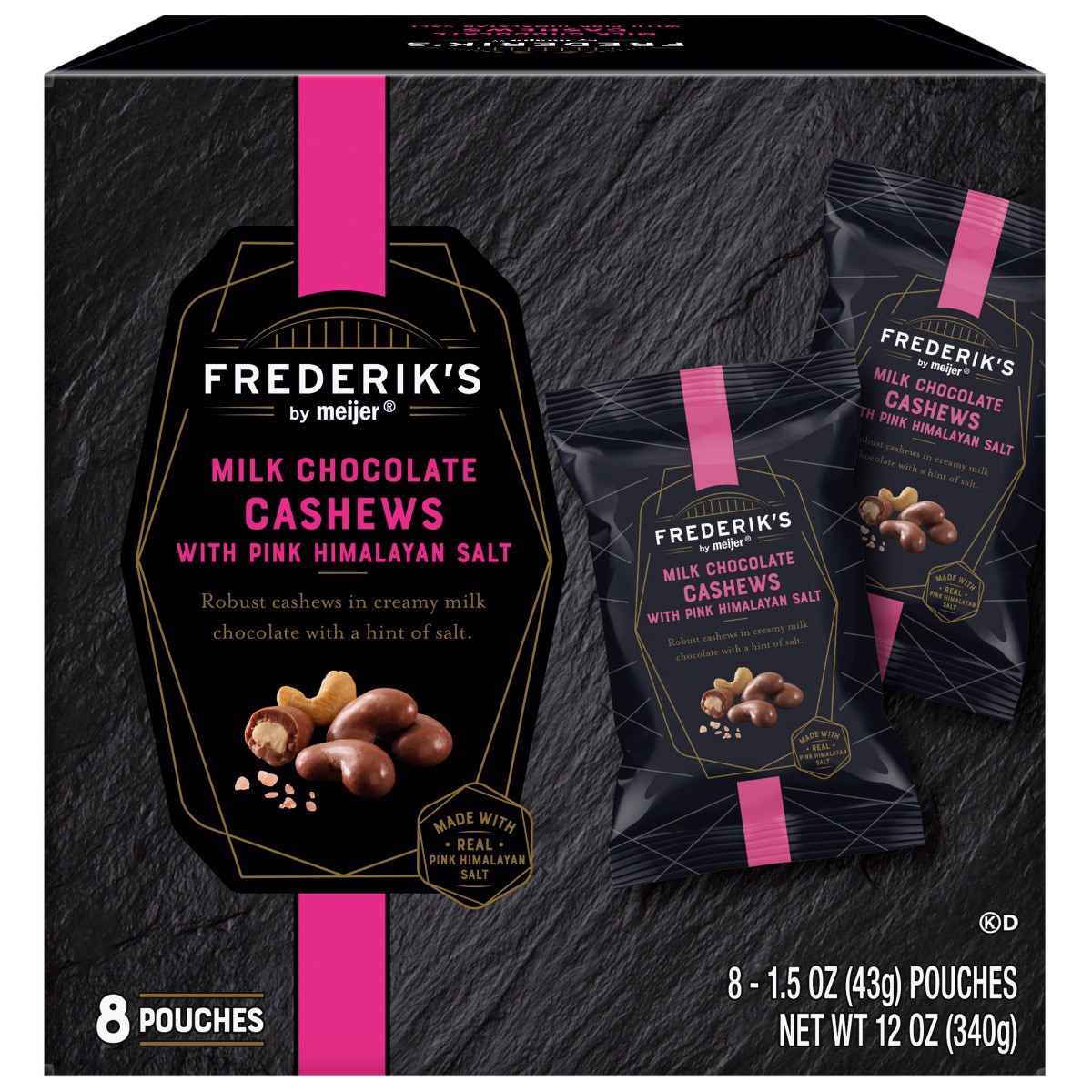 slide 18 of 29, Frederiks By Meijer Frederiks Milk Chocolate Cashews W/Pnk Salt /, 8 ct; 1.5 oz