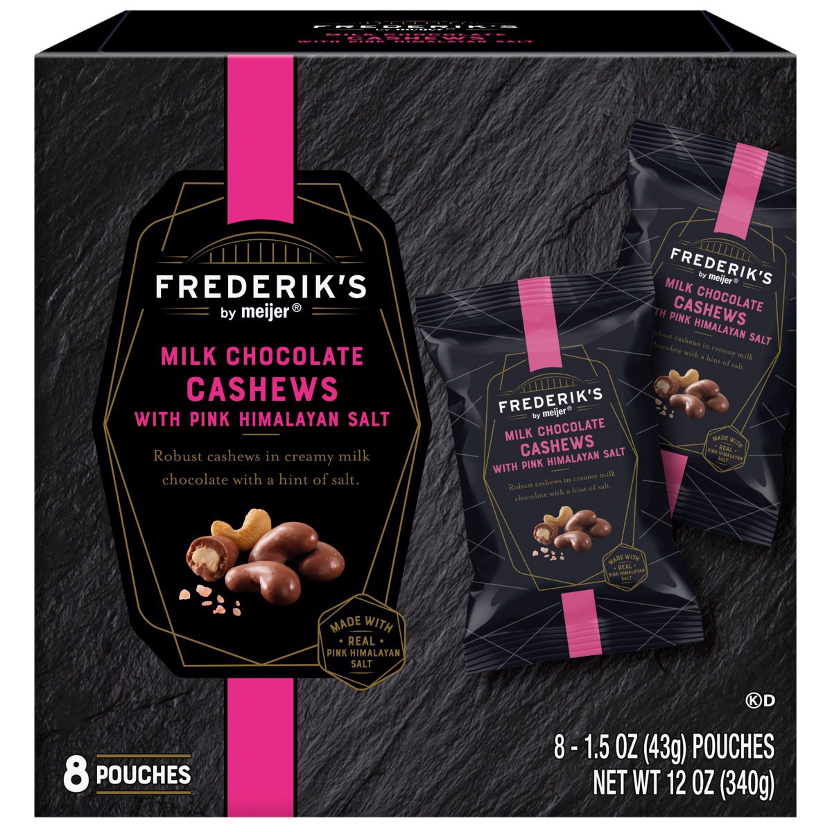 slide 1 of 29, Frederiks By Meijer Frederiks Milk Chocolate Cashews W/Pnk Salt /, 8 ct; 1.5 oz