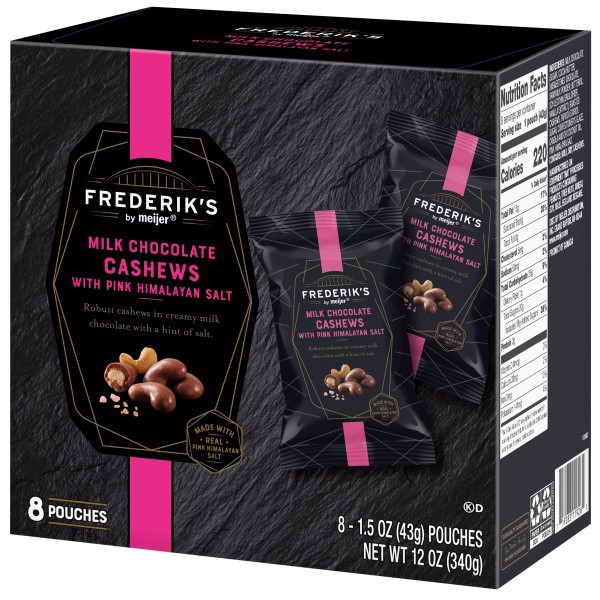 slide 28 of 29, Frederiks By Meijer Frederiks Milk Chocolate Cashews W/Pnk Salt /, 8 ct; 1.5 oz