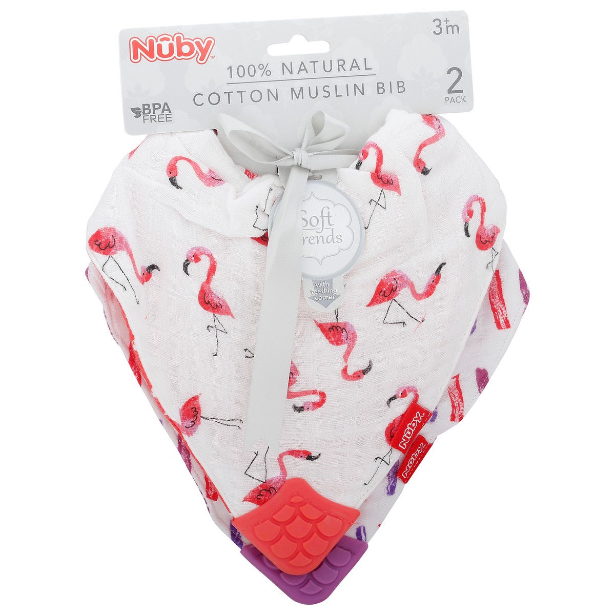 slide 3 of 10, Nuby 2 Pack Cotton Muslin Bib 2 ea Card, 2 ct