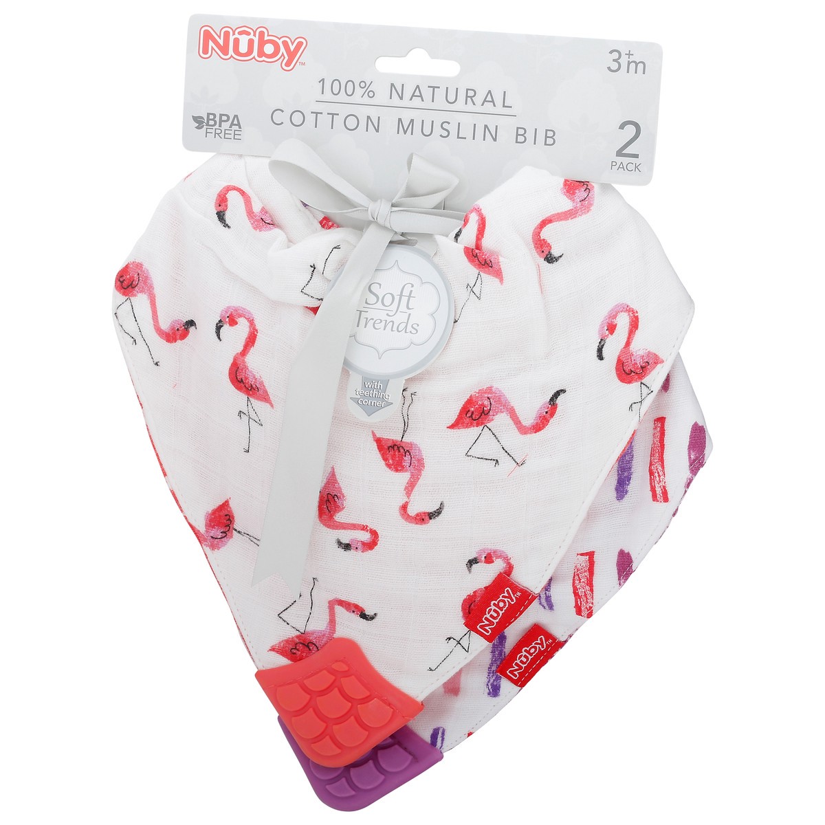 slide 6 of 10, Nuby 2 Pack Cotton Muslin Bib 2 ea Card, 2 ct