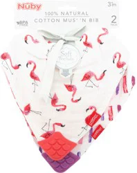 Nuby 2 Pack Cotton Muslin Bib 2 ea Card