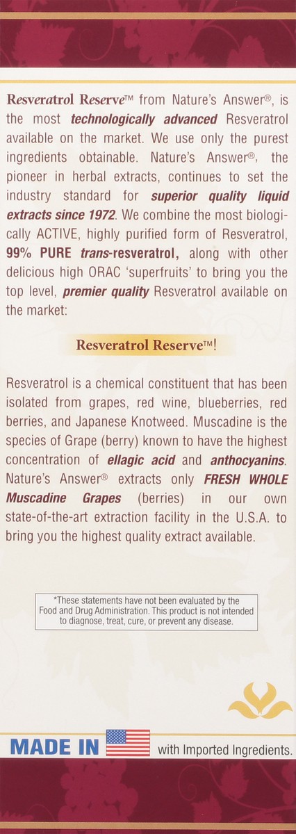 slide 3 of 13, Nature's Answer 125 mg Resveratrol Reserve 5 fl oz, 5 ct