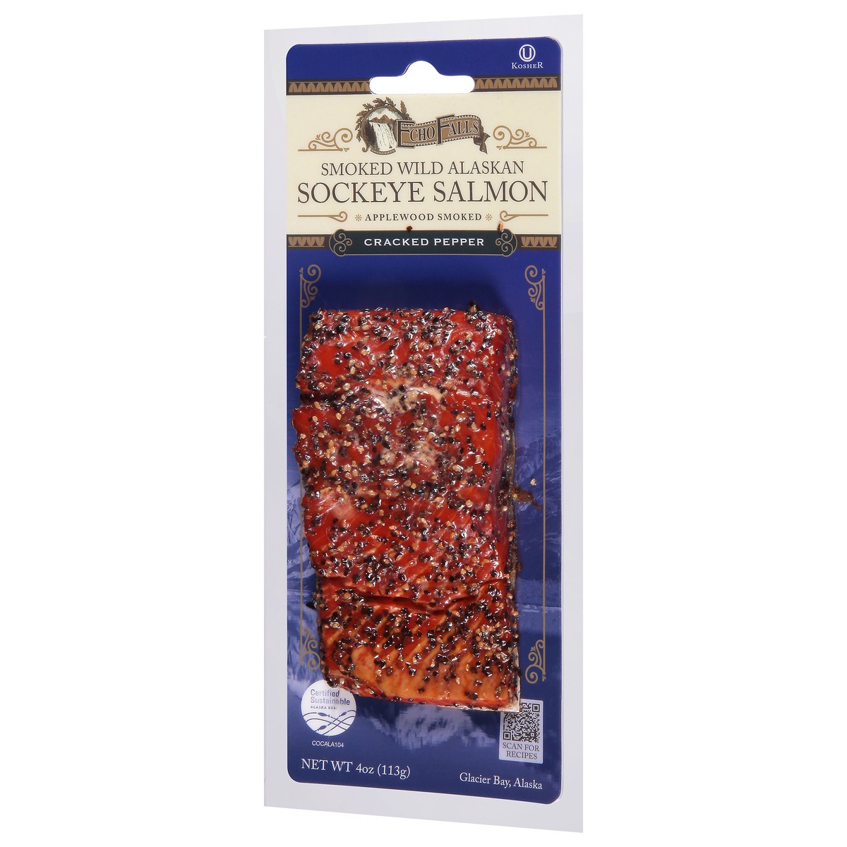 slide 4 of 14, Echo Falls Smoked Wild Alaskan Cracked Pepper Sockeye Salmon 4 oz, 4 oz