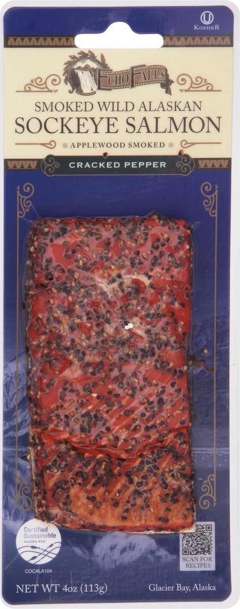 slide 3 of 14, Echo Falls Smoked Wild Alaskan Cracked Pepper Sockeye Salmon 4 oz, 4 oz