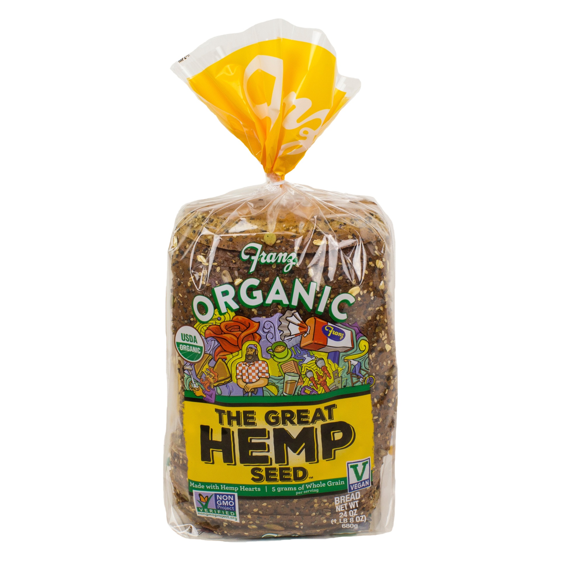 slide 1 of 6, Franz Organic The Great Hemp Seed Bread, 24 oz