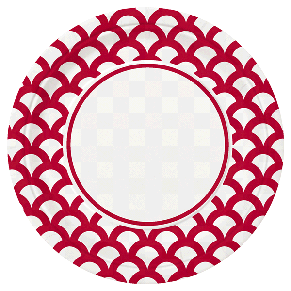 slide 1 of 1, Unique Industries Red Scallop Dessert Plates, 30 ct