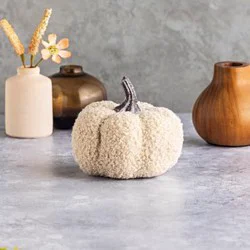 Cream Faux Fur Pumpkin