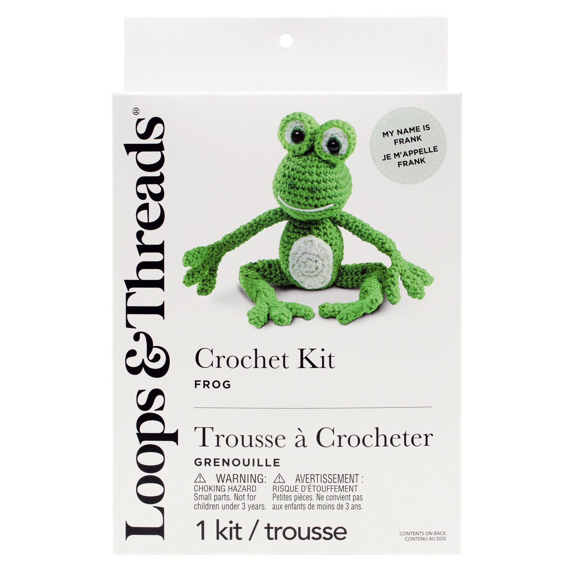 slide 3 of 4, Intermediate Frog Amigurumi Crochet Kit By Loops & Threads, 5 in x 6 in