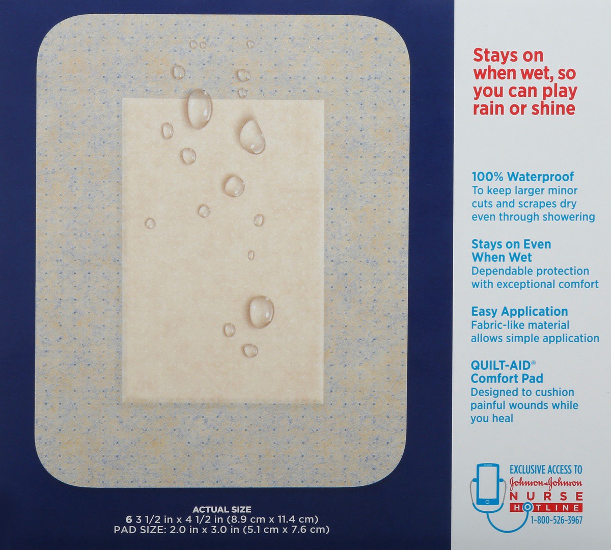 slide 4 of 9, BAND-AID Water Block Flex Large Adhesive Pads, 100% Waterproof Bandage Pads for First-Aid Wound Care of Minor Cuts, Scrapes & Wounds, Ultra-Flexible Design, Sterile, Large, 6 ct, 6 ct