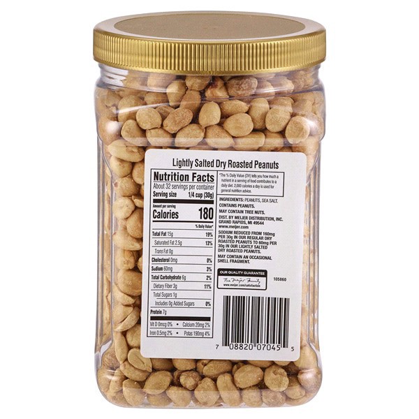 slide 4 of 5, Meijer Lightly Salted Dry Roasted Peanuts, 34.5 oz