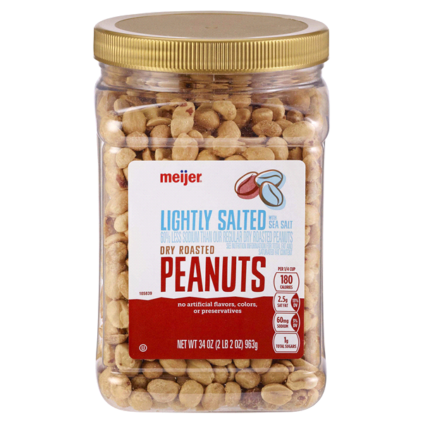 slide 1 of 2, Meijer Lightly Salted Dry Roasted Peanuts Value Pack, 34.5 oz