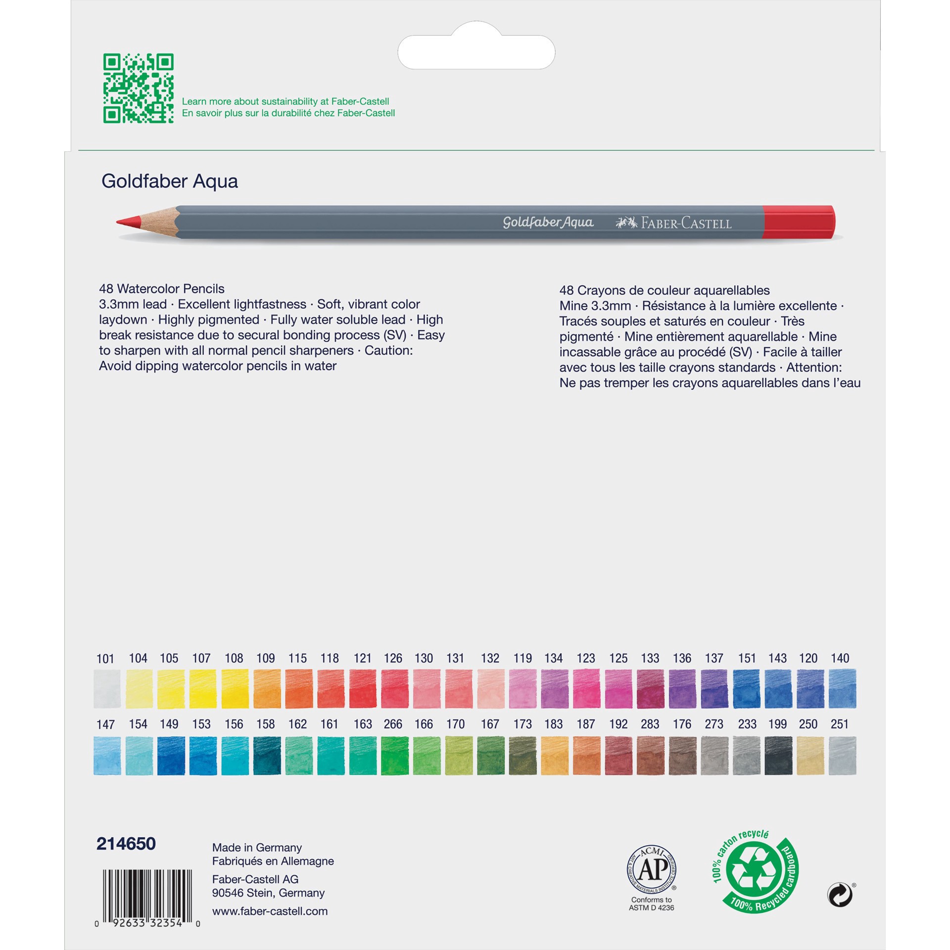 slide 4 of 7, Faber-Castell Goldfaber Aqua 48 Color Watercolor Pencil Set, 3.3 mm