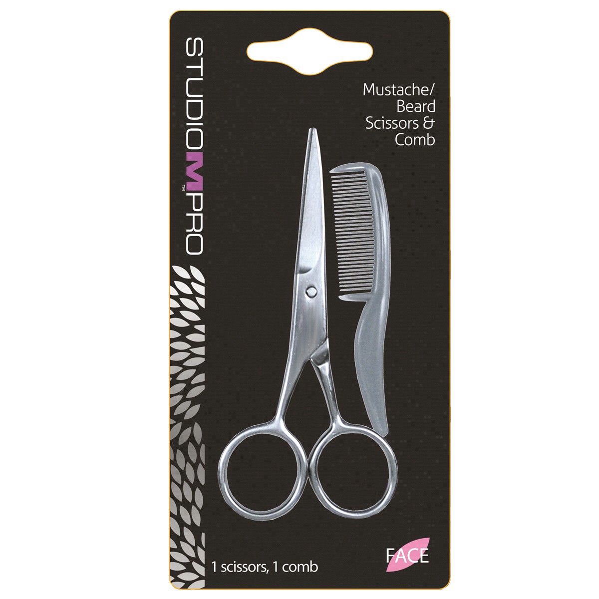 slide 1 of 1, Studio M Professional Studio M Pro Mustache/Beard Scissors & Comb, 2 ct, 2 ct