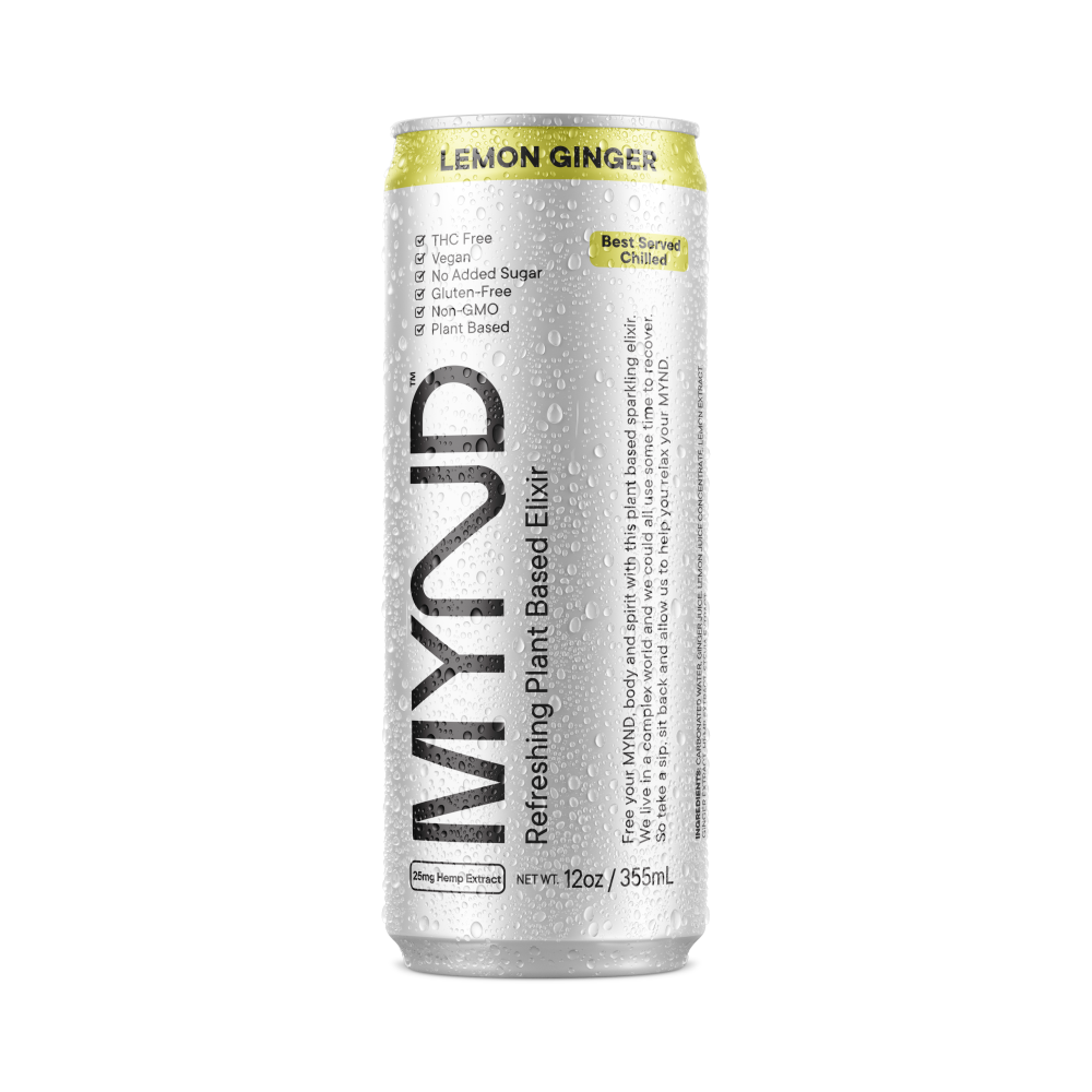 slide 1 of 1, Mynd Lemon Ginger Hemp Refreshing Plant Based Elixer, 12 oz