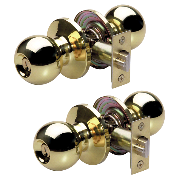 slide 1 of 1, Master Lock Polished Brass Keyed Entry Ball Door Lock Twin Pack BAO0103T, 1 ct