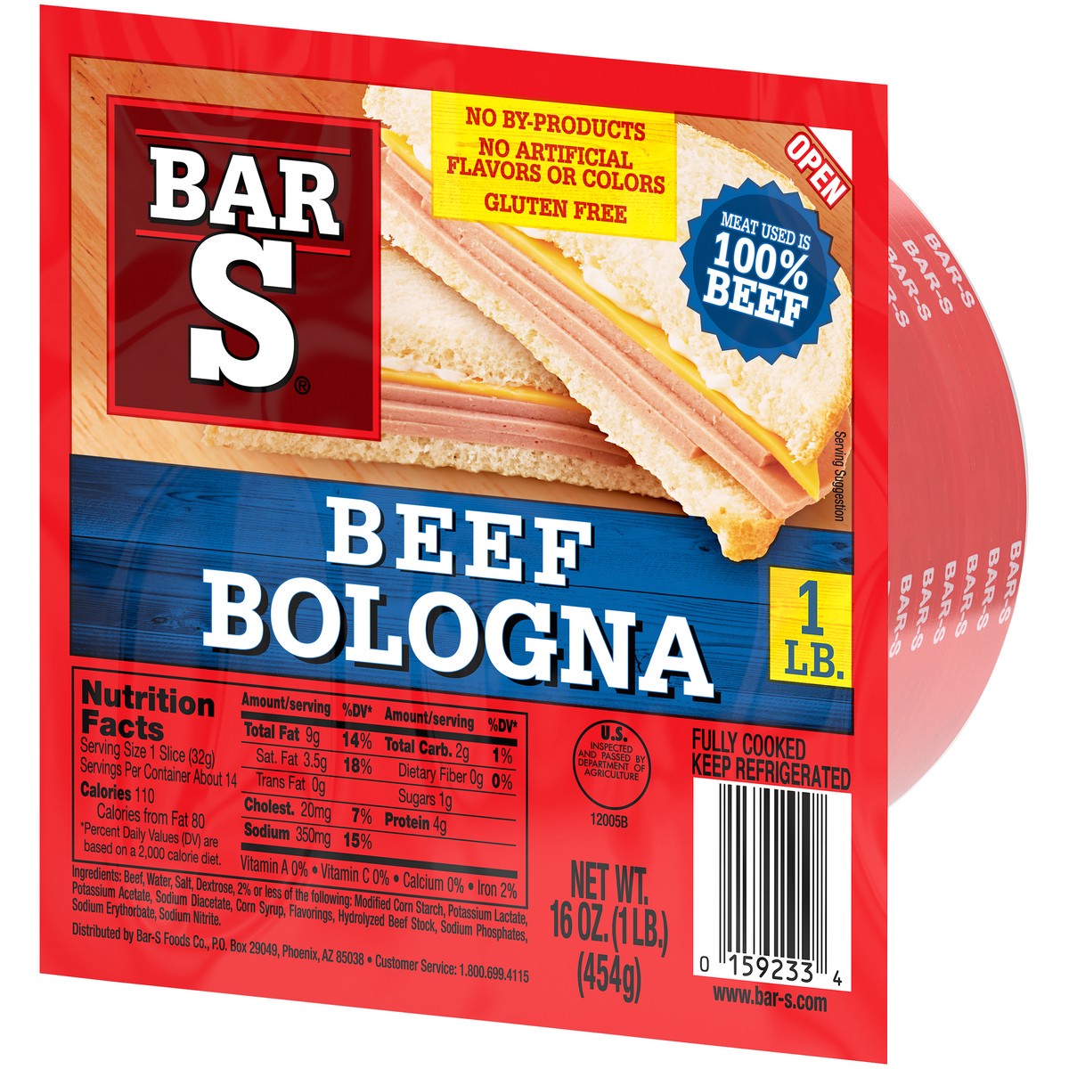slide 4 of 4, Bar-S Bologna Beef, 16 oz