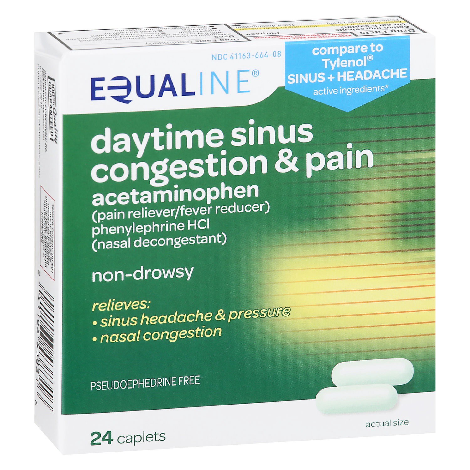 slide 1 of 1, Equaline SInus Congestion Non-Drowsy Caplets, 24 ct