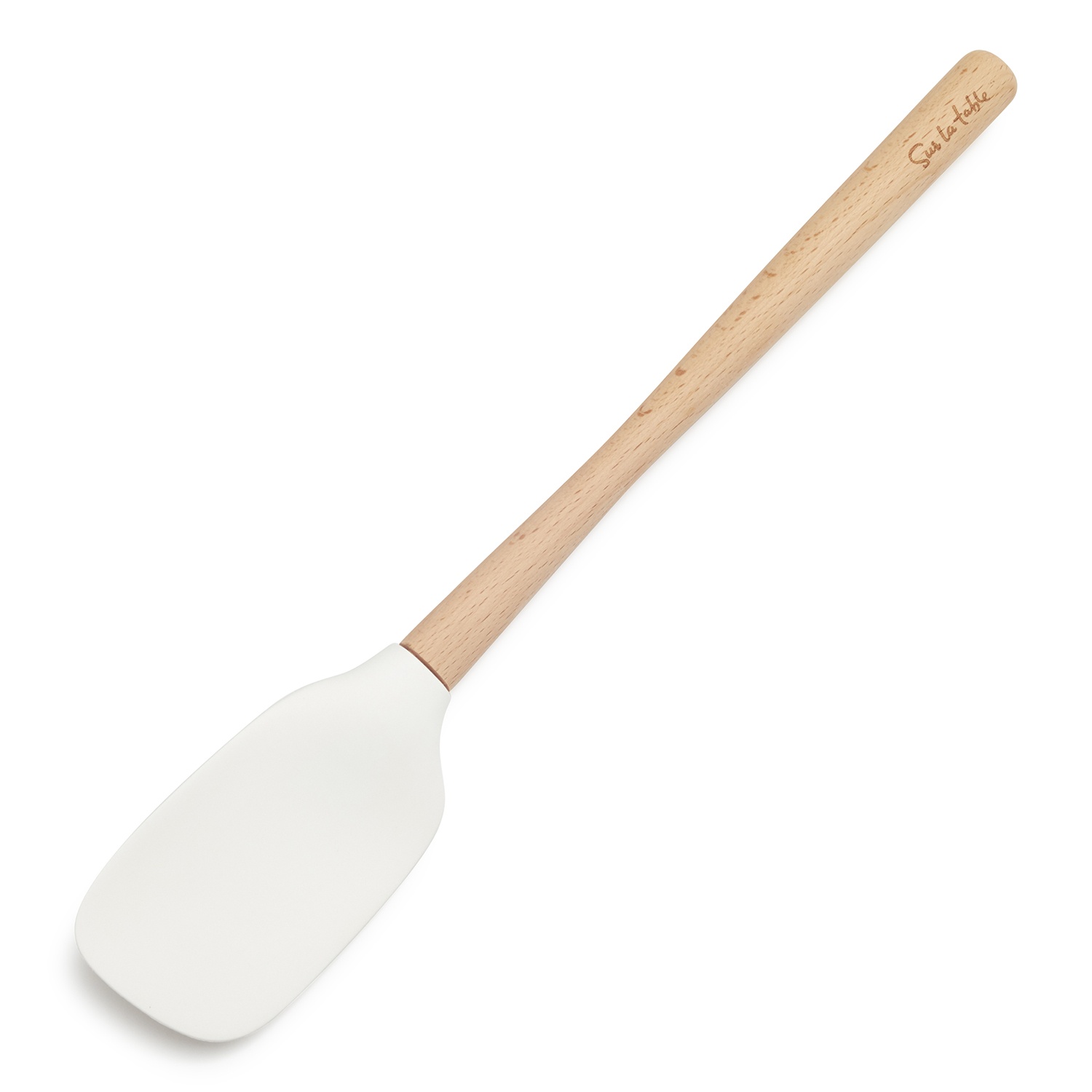 slide 1 of 1, Sur La Table Flex-Core Silicone Spatula Spoon with Wood Handle, White, 1 ct