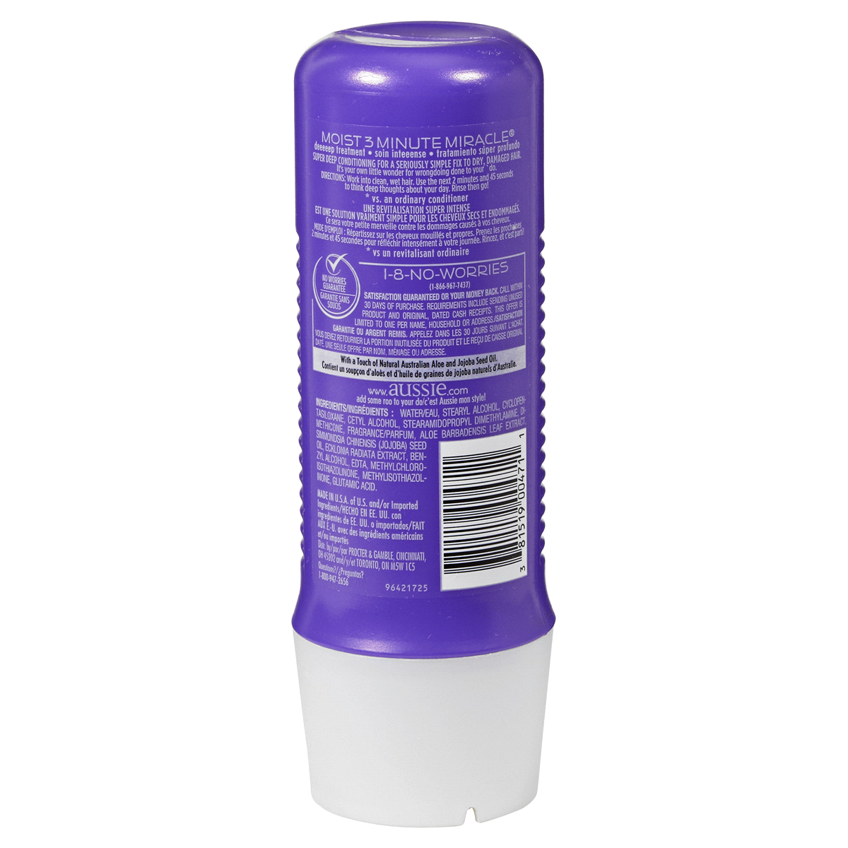 slide 3 of 3, Aussie 3 Minute Miracle Moist Detangling Deep Conditioner Treatment with Avocado Oil, 8 fl oz, Paraben and Sulfate Free, 8 fl oz