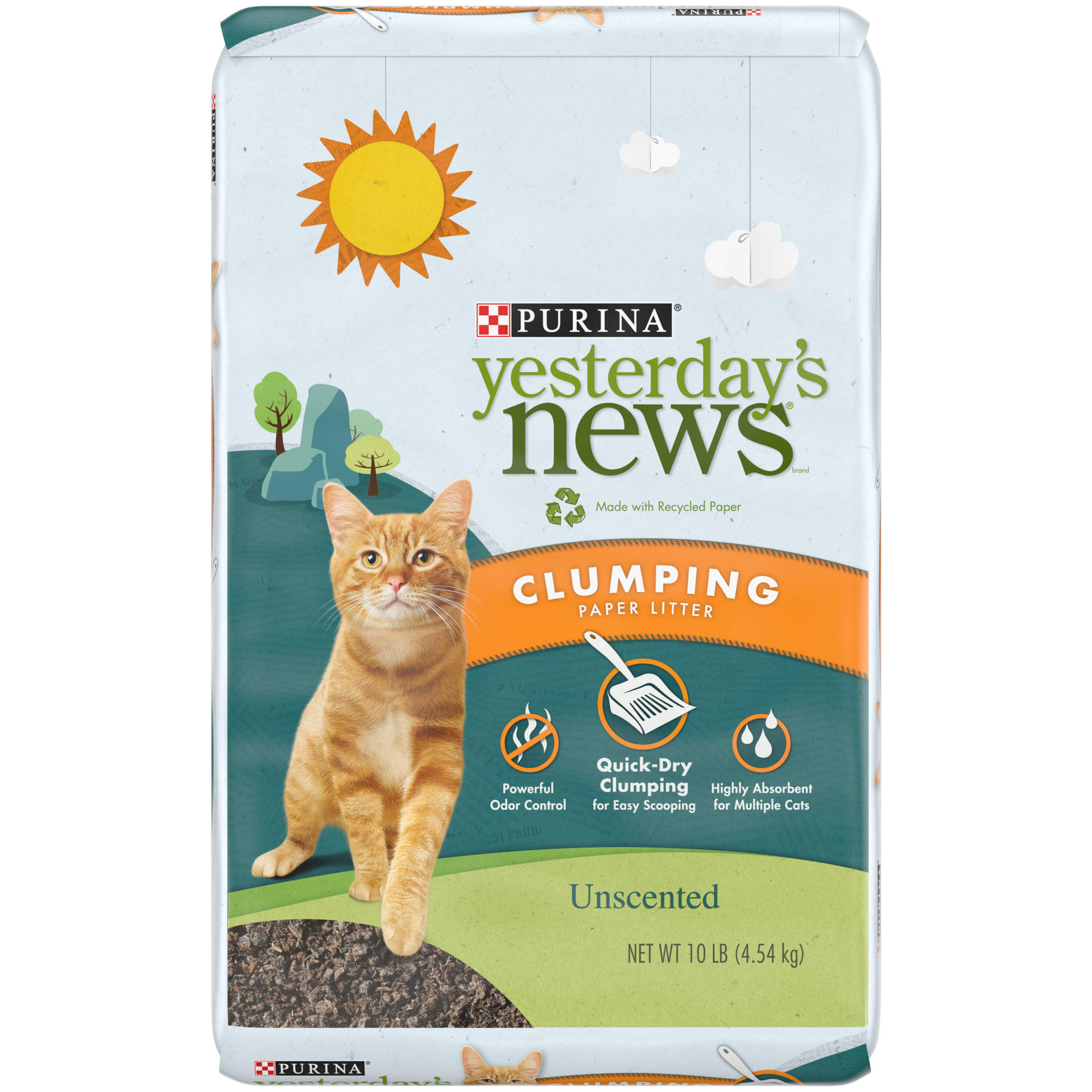 slide 1 of 1, Purina Unscented Yesterdays News Cat Litter, 10 lb