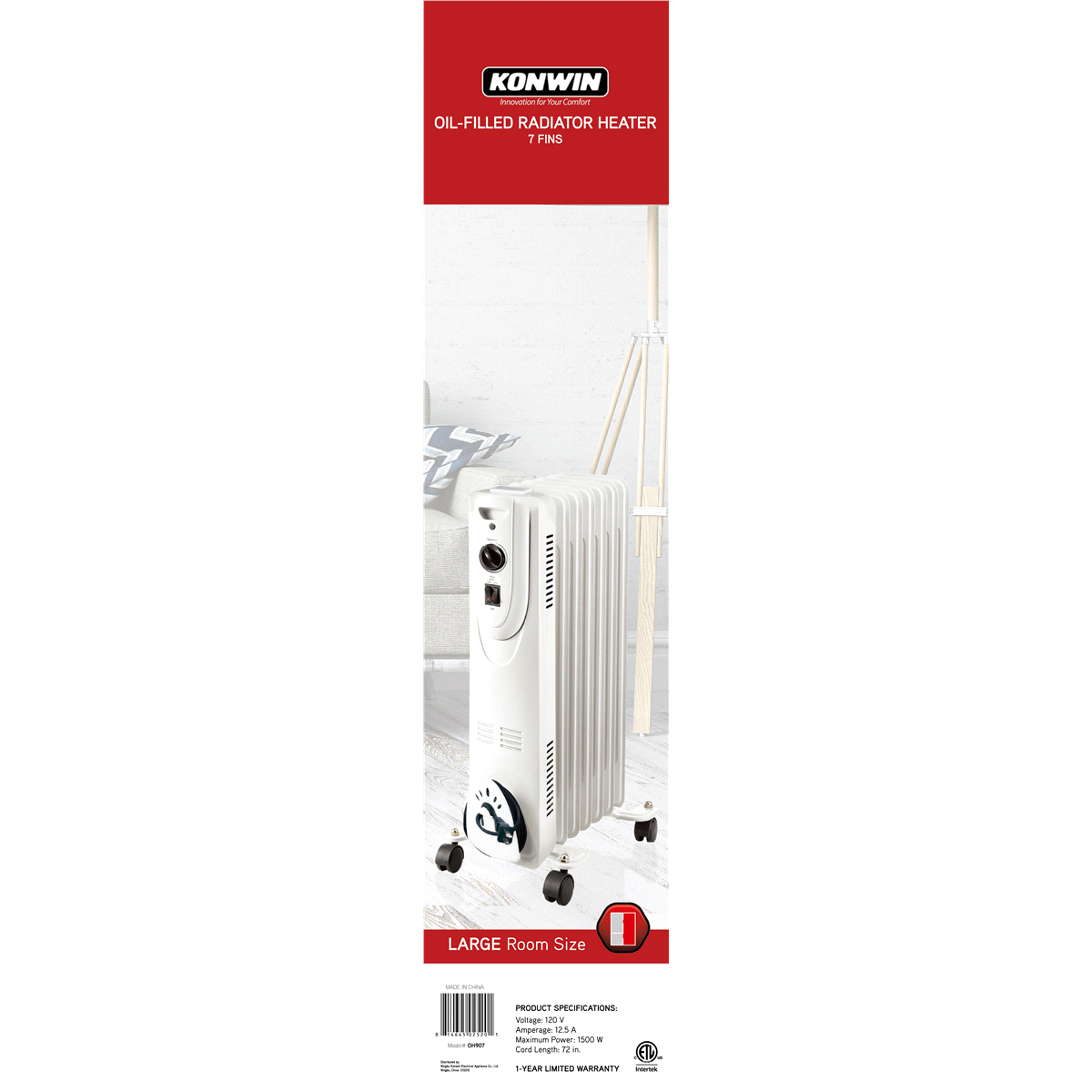 slide 5 of 5, Konwin Oil Filled Radiator Heater, 1 ct