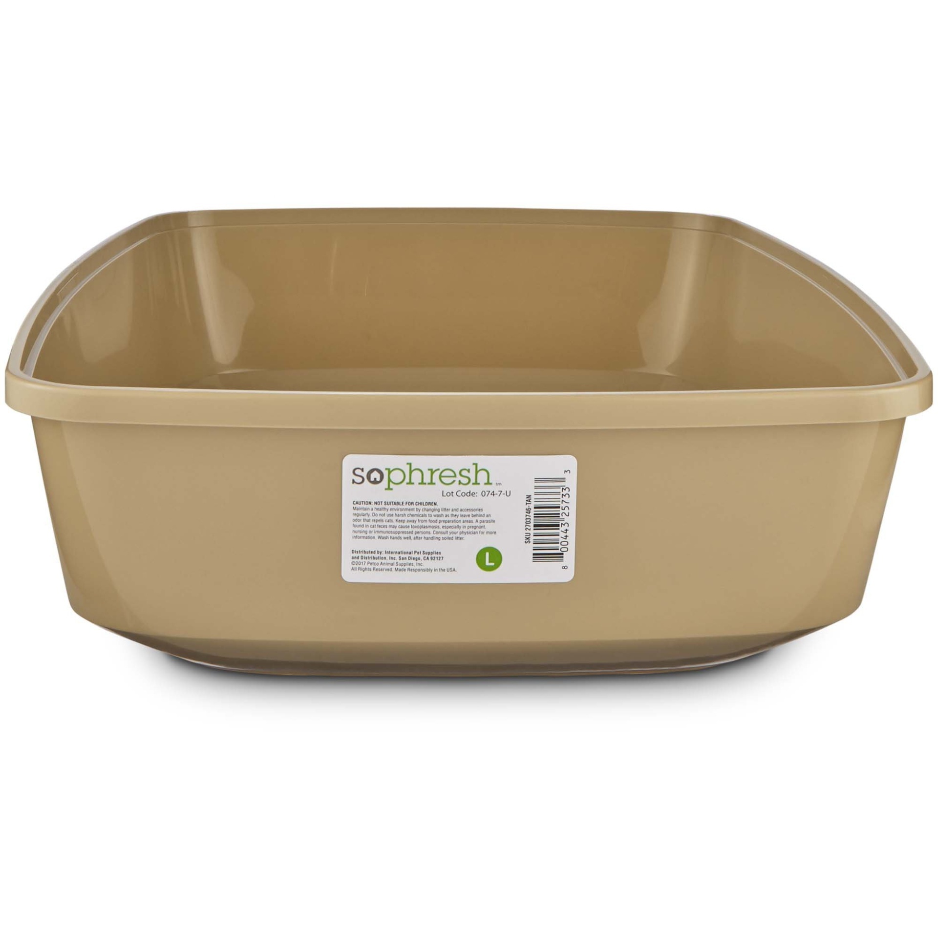 slide 1 of 1, So Phresh Warm Taupe Open Cat Litter Box, LG