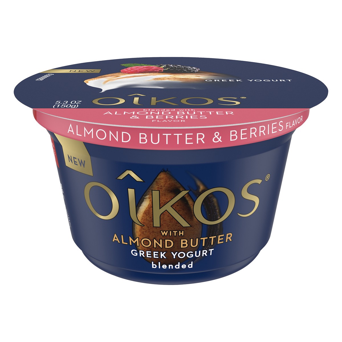 slide 1 of 8, Oikos Almond Butter & Berries Greek Yogurt, 5.3 oz