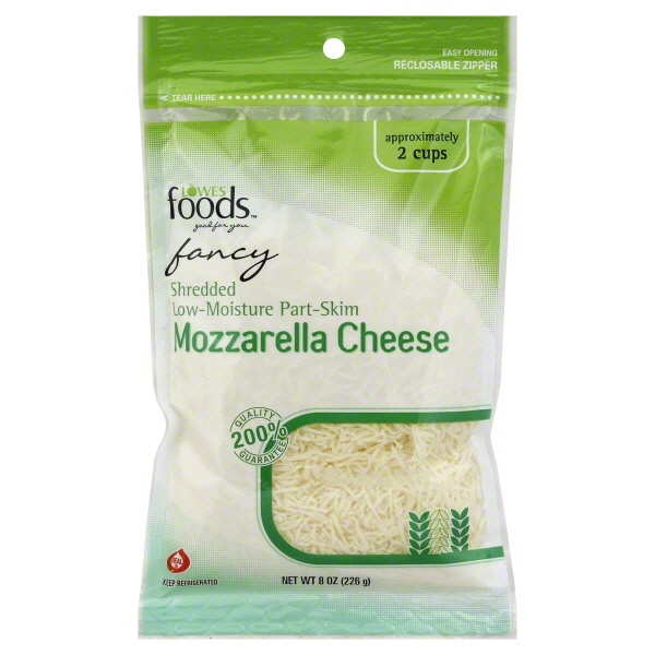 slide 1 of 1, Lowes Foods Fancy Shredded Mozzarella Cheese, 8 oz