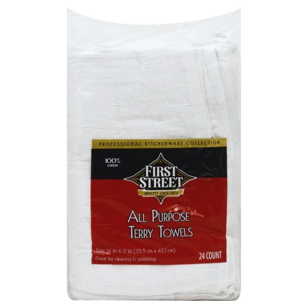 slide 1 of 1, First Street White Terry Towels, 24 ct