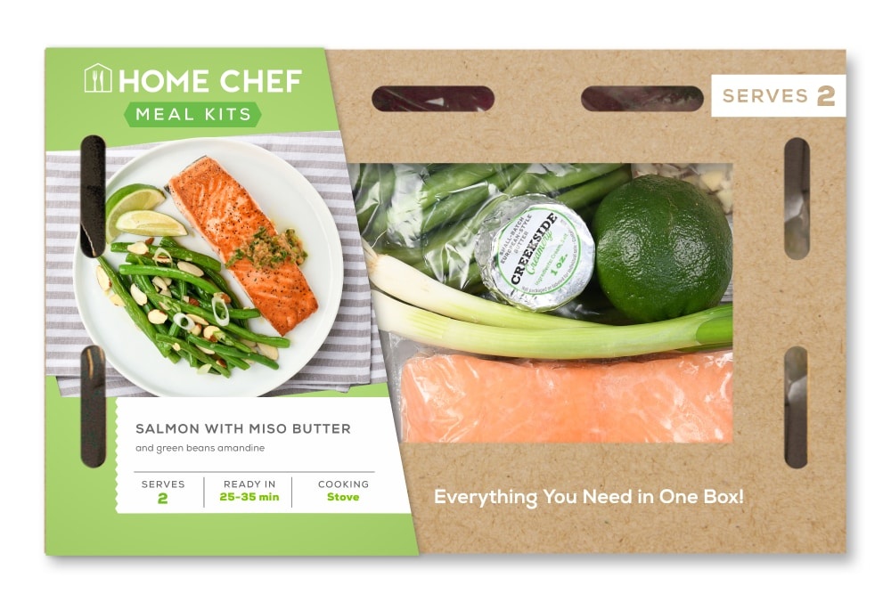 slide 1 of 1, Home Chef Meal Kit Salmon With Miso Butter And Green Beans Amandine, 31 oz