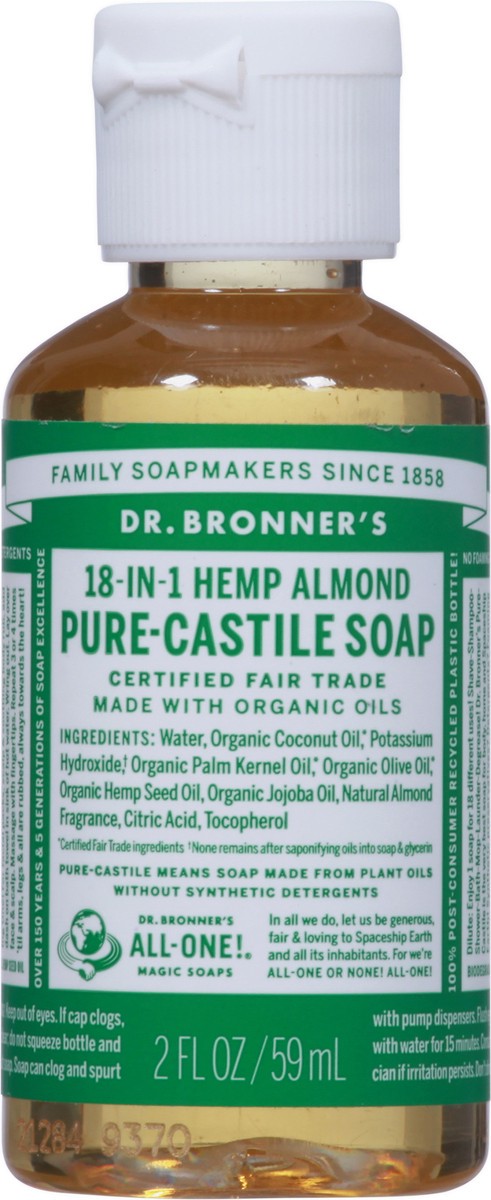 slide 2 of 13, Dr. Bronner's 18-in-1 Pure-Castile Hemp Almond Soap 2 fl oz, 2 fl oz