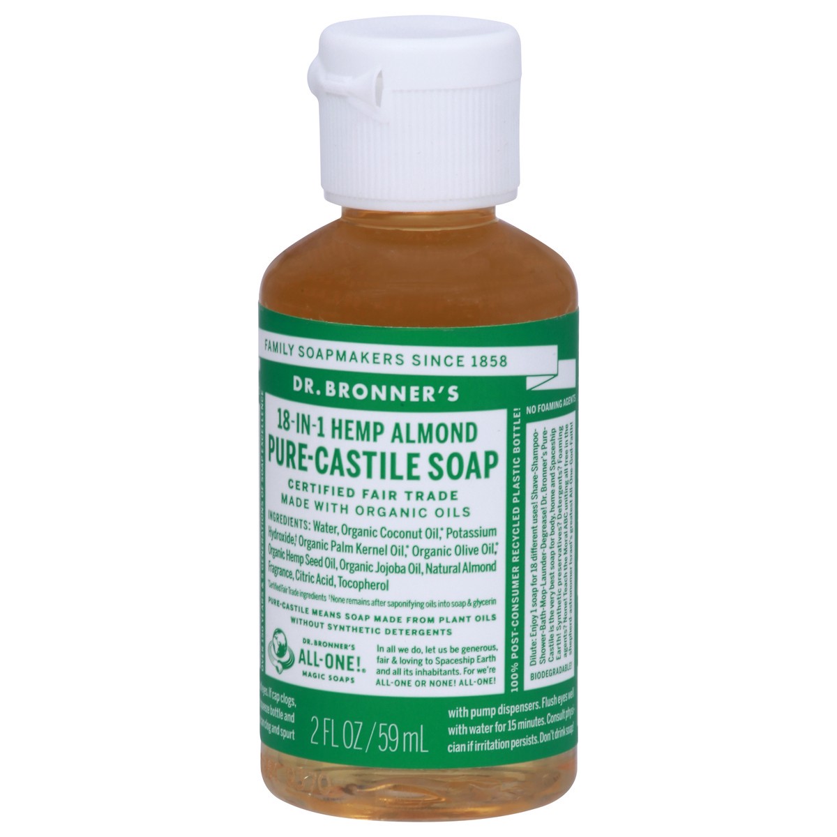 slide 7 of 13, Dr. Bronner's 18-in-1 Pure-Castile Hemp Almond Soap 2 fl oz, 2 fl oz