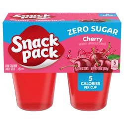 Snack Pack Sugar Free Cherry Flavored Juicy Gels, 3.25 oz Snack Cups, 4 Count