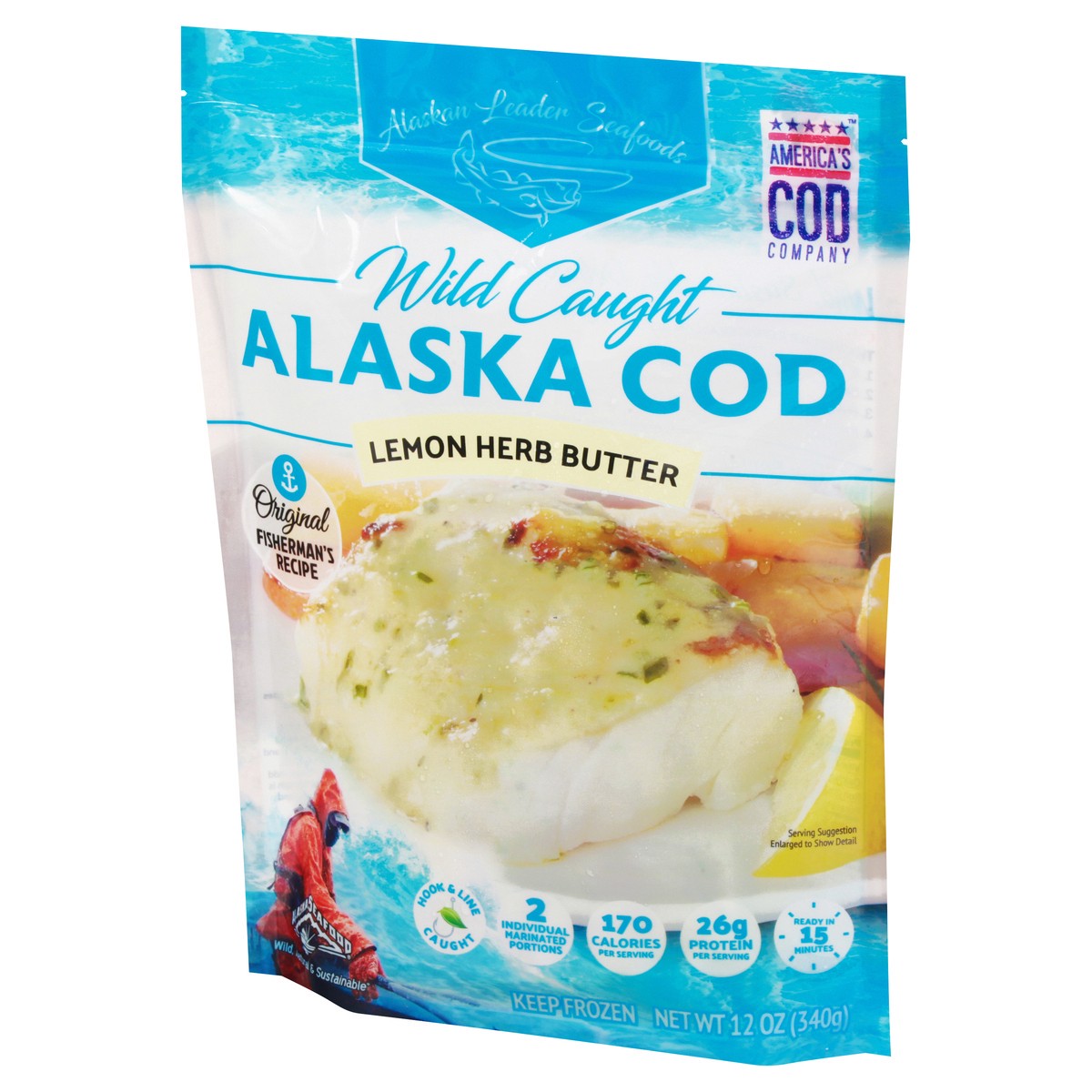 slide 5 of 13, Alaskan Leader Seafoods Wild Caught Lemon Herb Butter Alaska Cod 12 oz, 12 oz